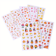 6pcs Maple Leaf Nail Art Stickers Fall Pumpkins DIY Nail Decals