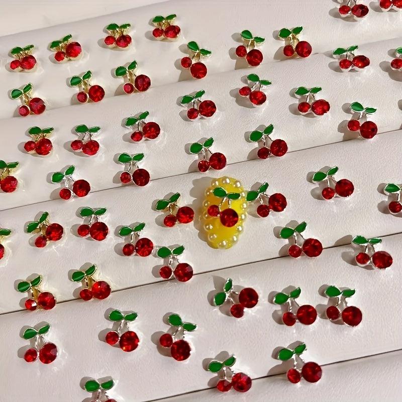 10pcs Rhinestone Cherry Nail Art Decoration