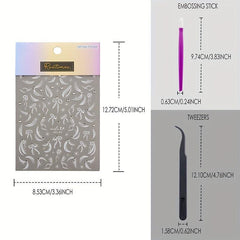 1 Pcs Pearl Feather 3D Nail Art Stickers DIY Decorations