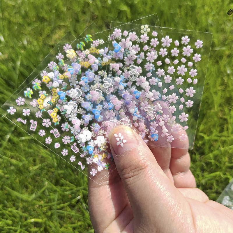 30 Sheets 3D Flower Nail Art Stickers Self Adhesive Colorful Nail Art Decals