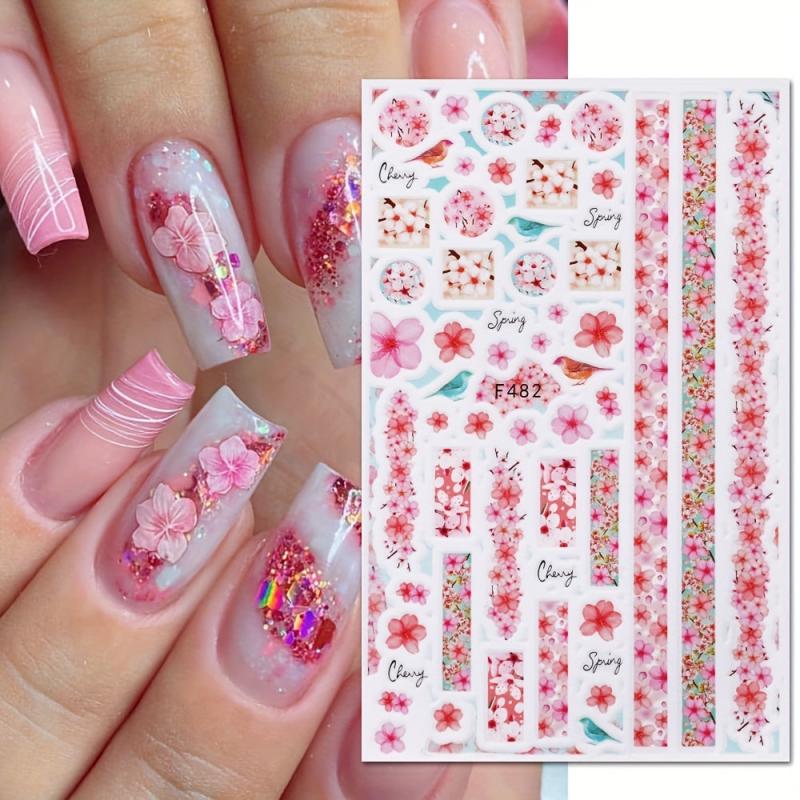4 Sheets Spring Flower Nail Art Sticker Self-adhesive Nail Decals