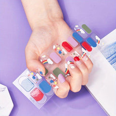 Colorful Flower Full Cover Nail Decal Strips Self Adhesive Manicure Kits