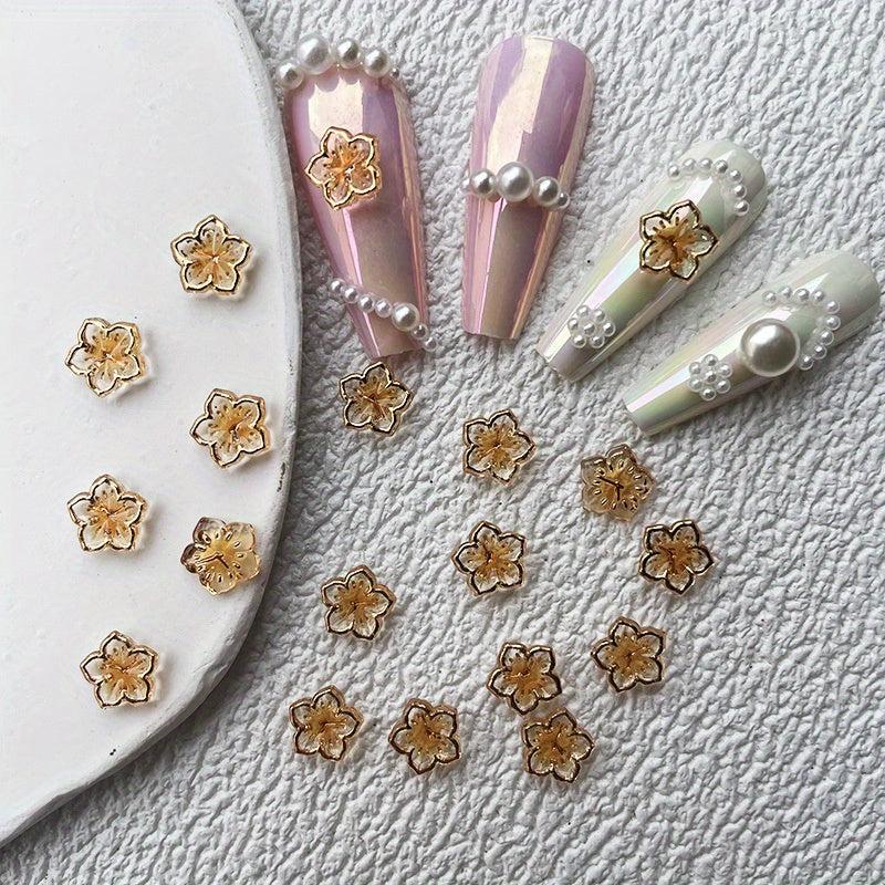 Colorful Flower Petals Acrylic Nail Charms for DIY Nail Art