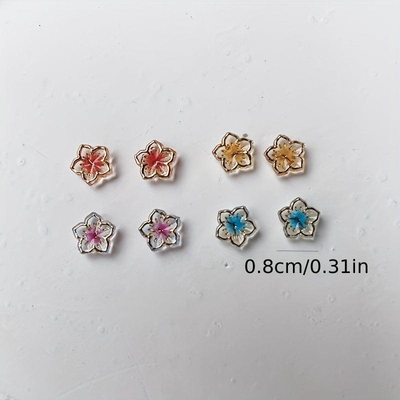 Colorful Flower Petals Acrylic Nail Charms for DIY Nail Art