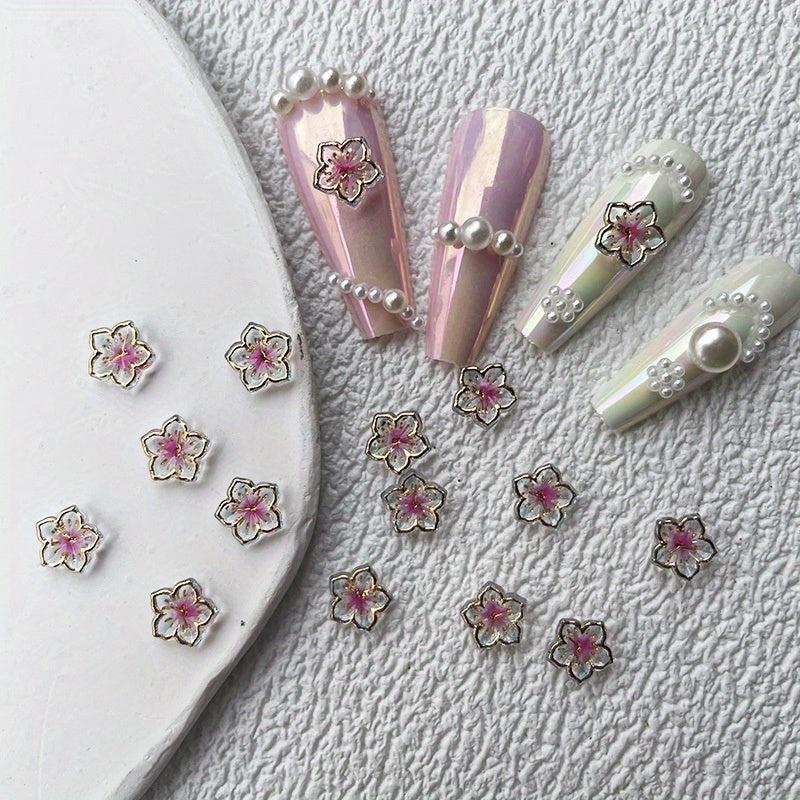 Colorful Flower Petals Acrylic Nail Charms for DIY Nail Art