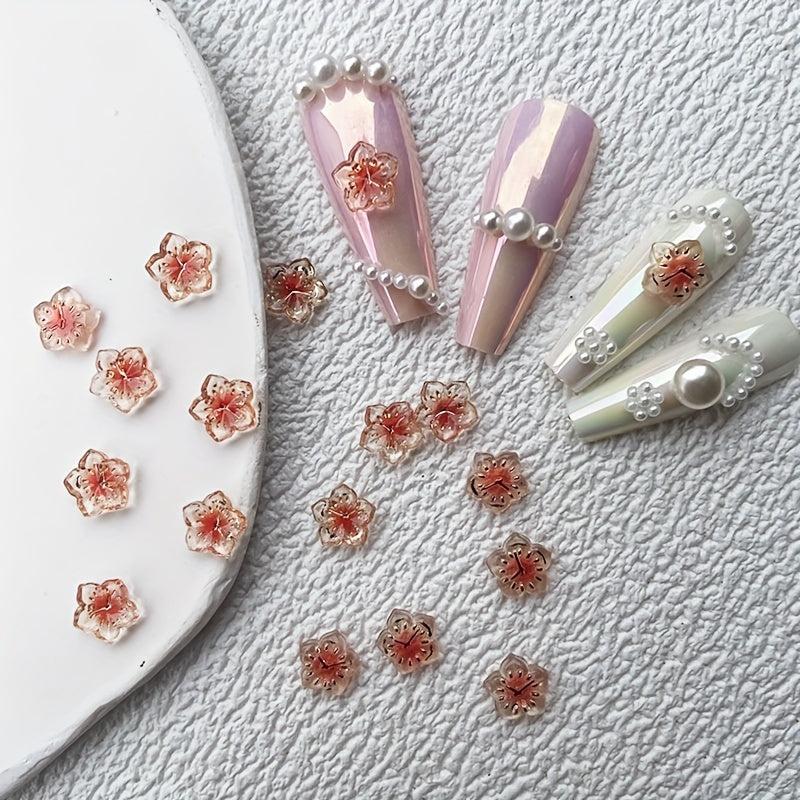 Colorful Flower Petals Acrylic Nail Charms for DIY Nail Art