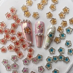 Colorful Flower Petals Acrylic Nail Charms for DIY Nail Art