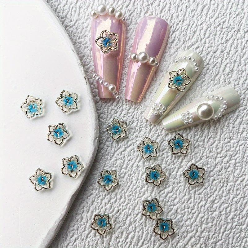 Colorful Flower Petals Acrylic Nail Charms for DIY Nail Art
