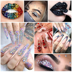 Crystal Nail Art Accessories Mixed Shapes DIY Decoration 6 Cell Pot