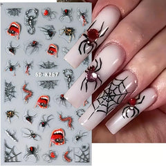 Halloween Nail Art Sticker Red Eyeball Spider Nail Art Decals Gothic Style