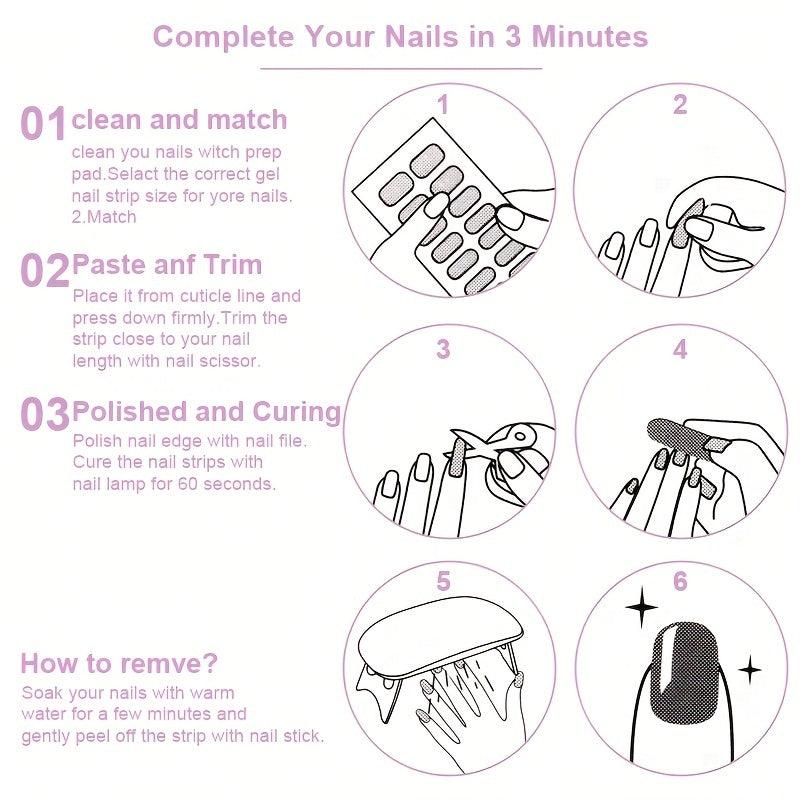 Solid Nail Polish Stickers With Butterfly Self Adhesive Nail Art Decal Strips