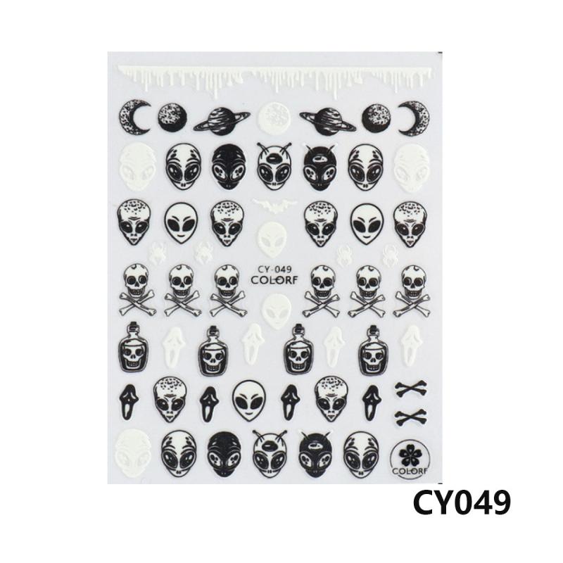 Halloween Nail Art Stickers Pumpkin Spider Skull Ghost Bat Cat Decals