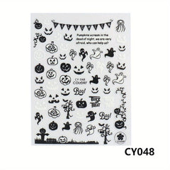 Halloween Nail Art Stickers Pumpkin Spider Skull Ghost Bat Cat Decals