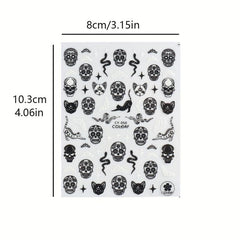 Halloween Nail Art Stickers Pumpkin Spider Skull Ghost Bat Cat Decals