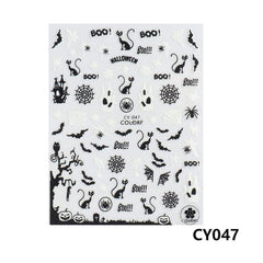 Halloween Nail Art Stickers Pumpkin Spider Skull Ghost Bat Cat Decals