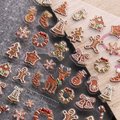 3D Embossed Nail Stickers Snowflake Santa Winter Xmas Nail Deco