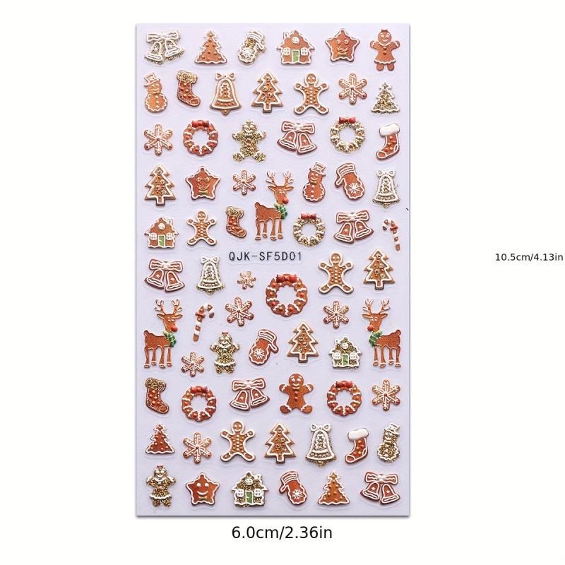 3D Embossed Nail Stickers Snowflake Santa Winter Xmas Nail Deco