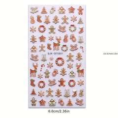 3D Embossed Nail Stickers Snowflake Santa Winter Xmas Nail Deco
