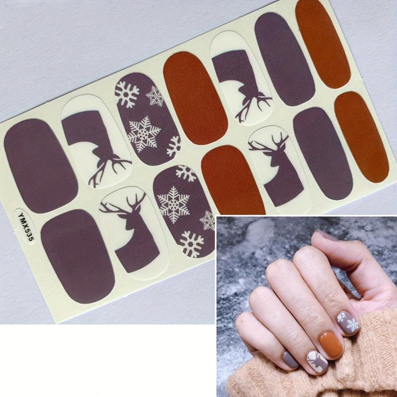 Xmas Nail Polish Stickers Snowflake Santa Gift Strips Self Adhesive Cartoon
