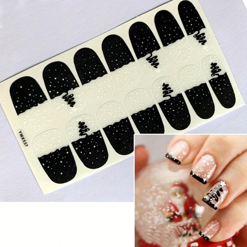 Xmas Nail Polish Stickers Snowflake Santa Gift Strips Self Adhesive Cartoon