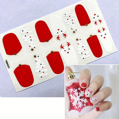 Xmas Nail Polish Stickers Snowflake Santa Gift Strips Self Adhesive Cartoon