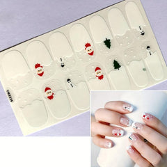 Xmas Nail Polish Stickers Snowflake Santa Gift Strips Self Adhesive Cartoon
