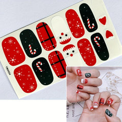 Xmas Nail Polish Stickers Snowflake Santa Gift Strips Self Adhesive Cartoon