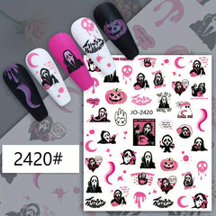 12pcs Halloween Nail Art Stickers Pumpkin Skull Cat