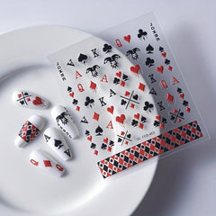 5D Embossed Nail Art Stickers Playing Card Nail Art Decals