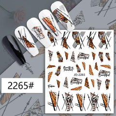 Leopard Print Nail Art Sticker Set - 15pcs with Tweezers, File & Pusher