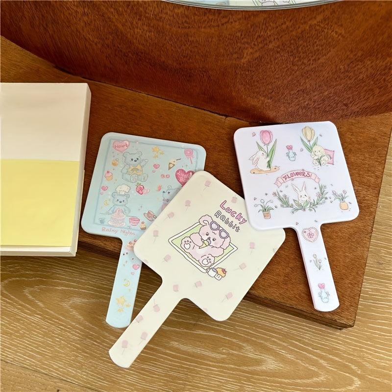 Portable Makeup Mirror Cartoon Animal Pattern Square Mirror
