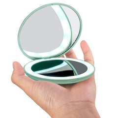 Portable LED Lighted Compact Mirror with 1x & 10x Magnification