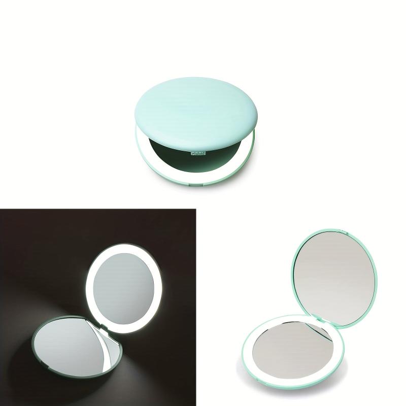 Portable LED Lighted Compact Mirror with 1x & 10x Magnification