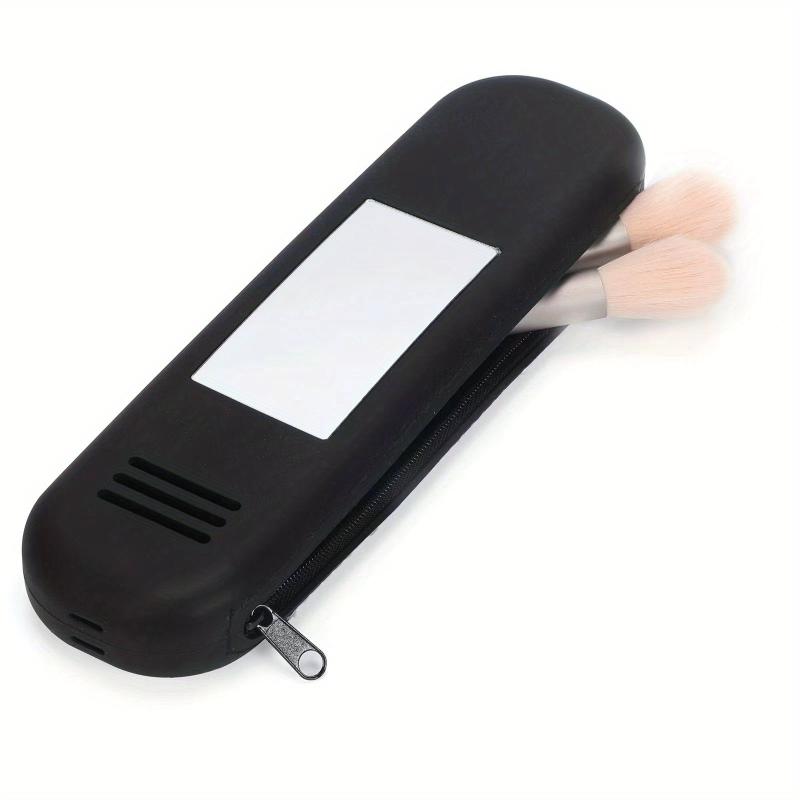 Travel Makeup Brush Holder With Mirror & Silicone Handle