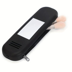 Travel Makeup Brush Holder With Mirror & Silicone Handle