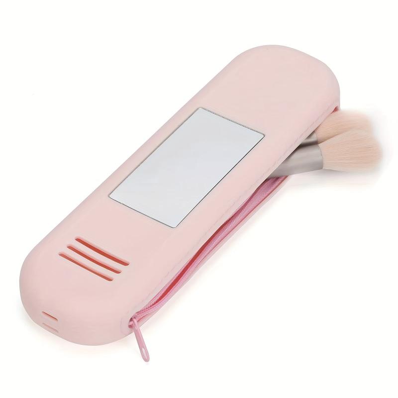 Travel Makeup Brush Holder With Mirror & Silicone Handle