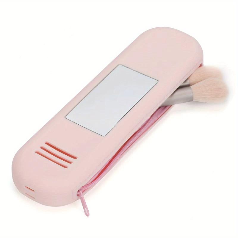 Travel Makeup Brush Holder With Mirror & Silicone Handle
