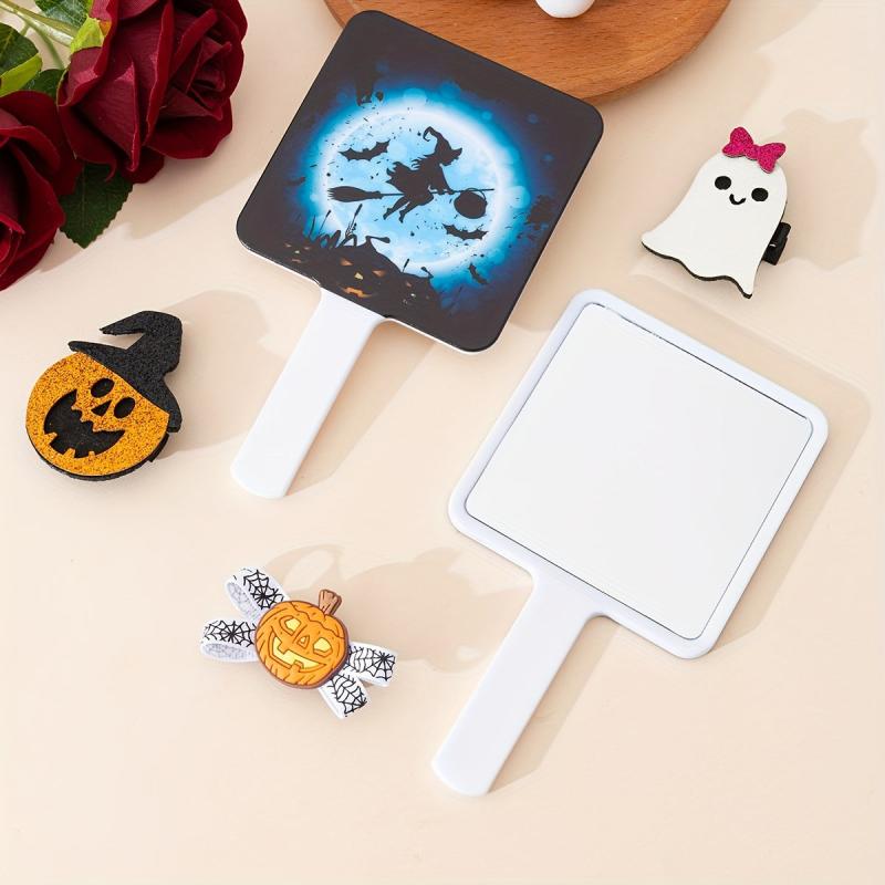 Witch Bat & Pumpkin Handheld Mirror Cartoon Style Halloween Gift