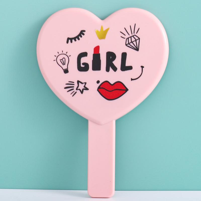 Heart Handheld Mirror Cartoon Bear Graphic Beauty Mirror