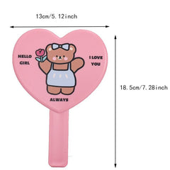 Heart Handheld Mirror Cartoon Bear Graphic Beauty Mirror