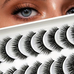 10 Pairs Fluffy Cross Thick Faux Mink False Eyelashes