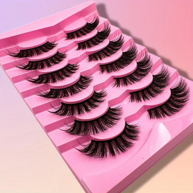 7 Pairs 3D Silk False Eyelashes Slender Wispy Lashes 16 18mm