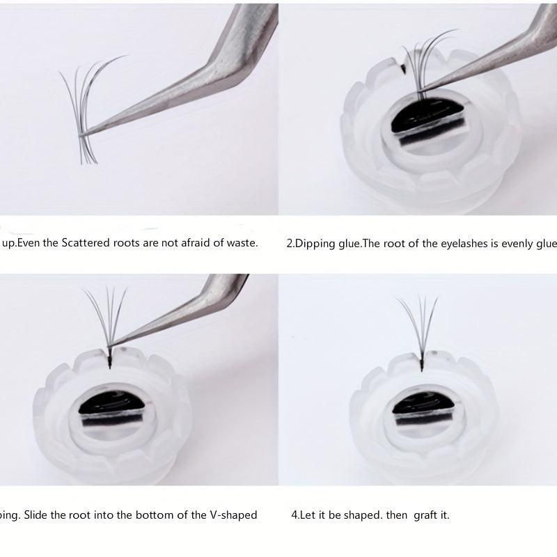 100pcs Eyelash Extension Glue Holder Flower Cups Volume Lashes Fan Blossom Cups
