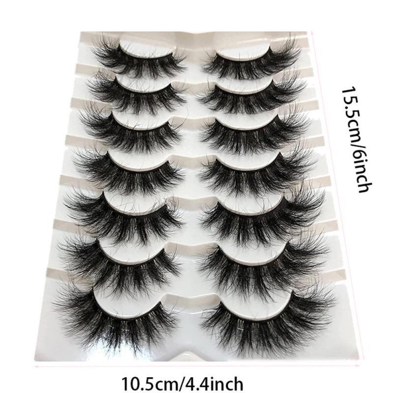 7 Pairs Cat Eye Lashes Pack Fluffy False Eyelashes Wispy Faux Mink Eyelashes