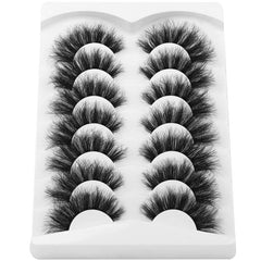 7 Pairs Cat Eye Lashes Pack Fluffy False Eyelashes Wispy Faux Mink Eyelashes