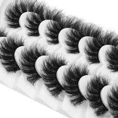 7 Pairs Cat Eye Lashes Pack Fluffy False Eyelashes Wispy Faux Mink Eyelashes