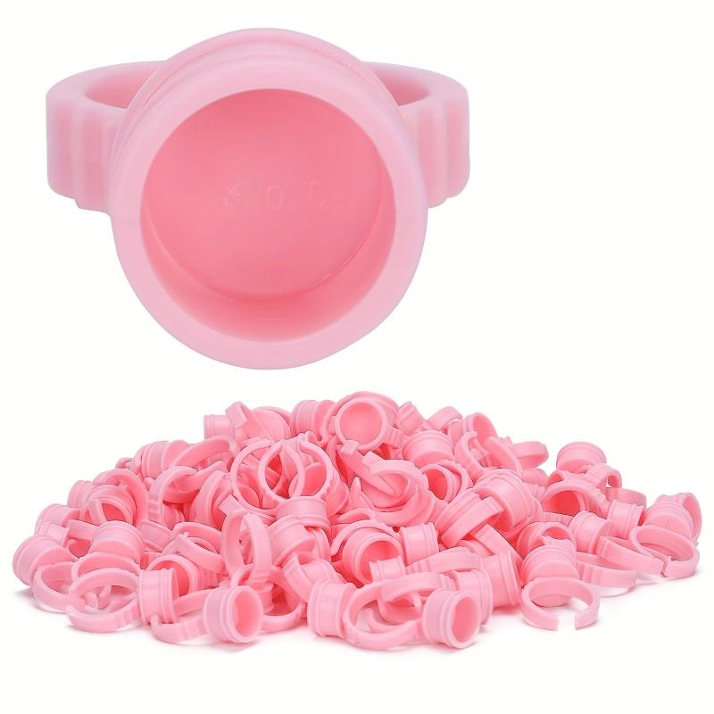 50pcs Eyelash Glue Rings Adjustable Tattoo Pigment Holder