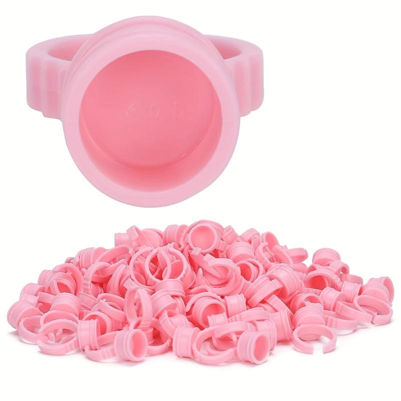 50pcs Eyelash Glue Rings Adjustable Tattoo Pigment Holder