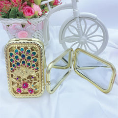 Hand Painted 3D Peacock Mini Folding Makeup Mirror