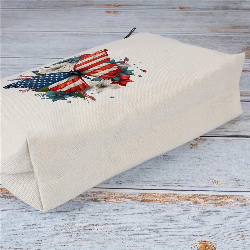 Large Capacity Travel Makeup Bag Linen Cosmetic Organizer Flag